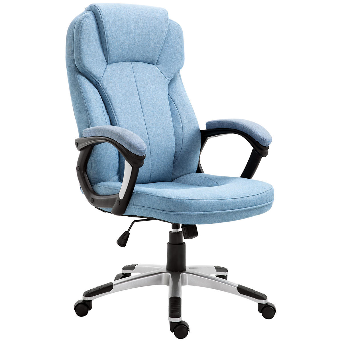 BÜROSTUHL DE-05081 Höhenverstellbar, Wippfunktion & Kopfstütze Hellblau - Dunkelblau, Kunststoff (75/58/66cm) - ComfortXL