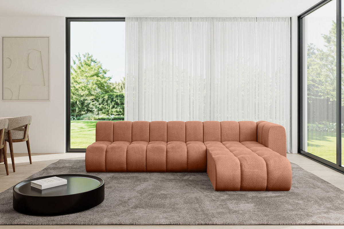 ECKSOFA modulares Sofa Darnel-L2 - 296x177x70 cm Apricot - Koralle, Holzwerkstoff/Textil (296/177cm) - ALTDECOR