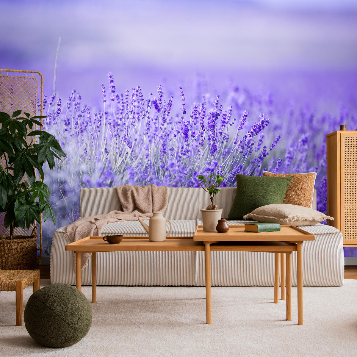 FOTOTAPETE für Küche Lavendelwiese Blüten Fliederfeld 500x350 - Violett/Lila, Papier (500/350cm) - Muralo