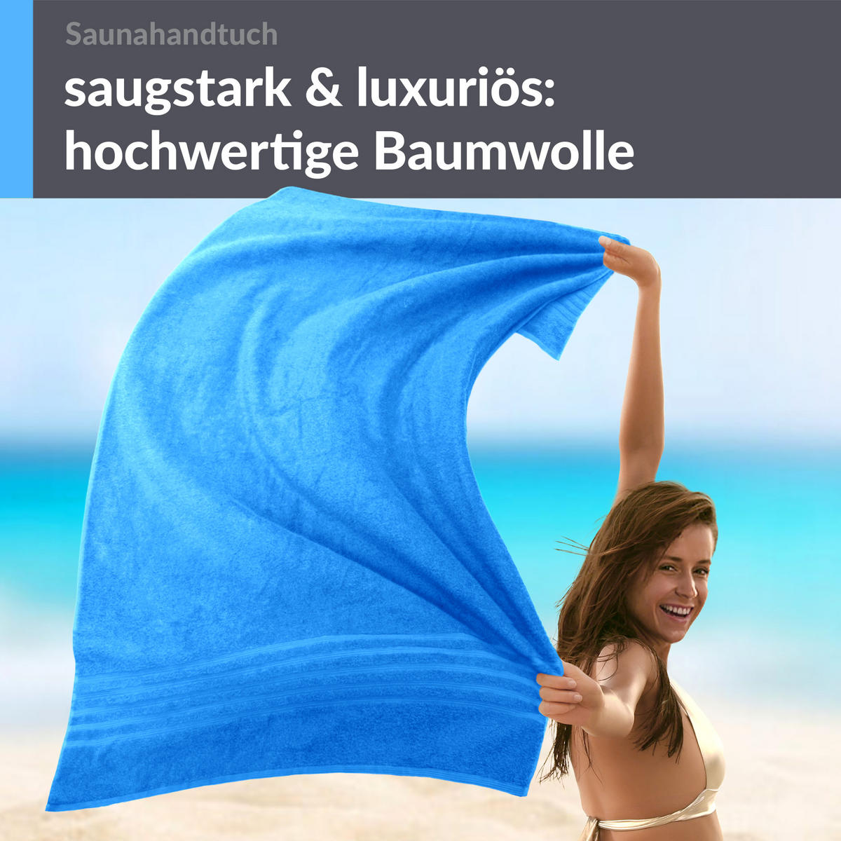BADETUCH London Capri Blau 100x200 cm - Pastellblau, Textil (100/200cm) - Lashuma