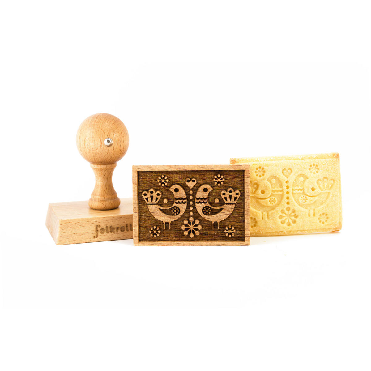 KEKSSTEMPEL Folk Tauben, 70x50 mm, Buchenholz - Braun, Holz (7/7/5cm) - Folkroll