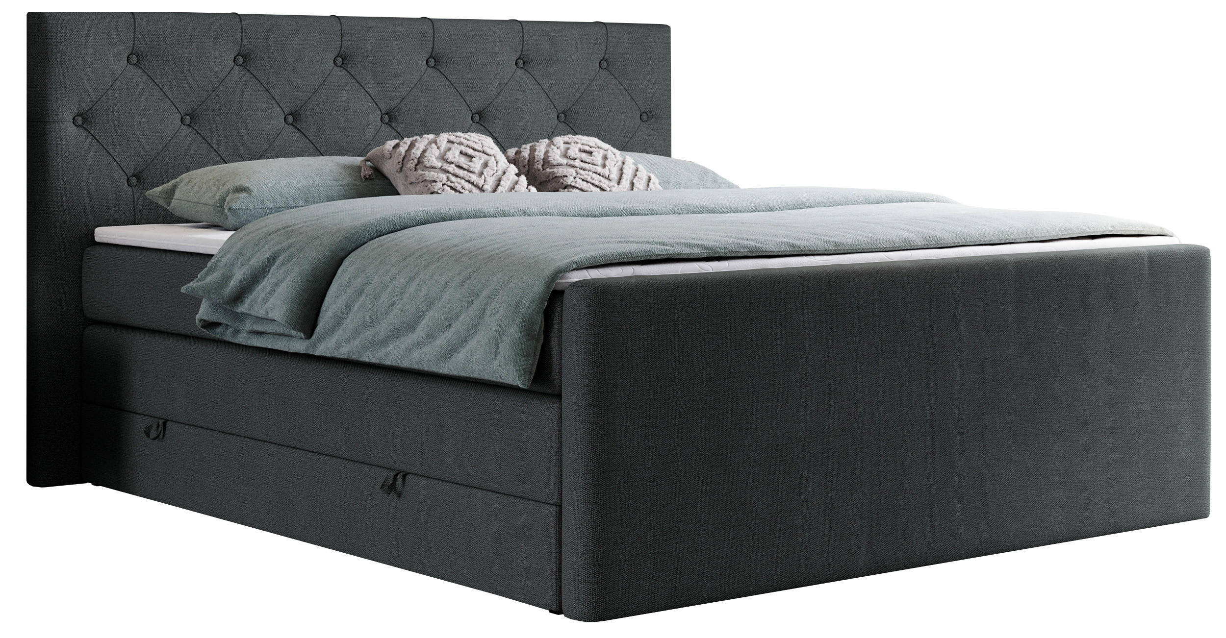 BOXSPRINGBETT KING VELEN 200/200 Dunkelgrau Struktur - H3 - Dunkelgrau, Holz/Textil (200/200cm) - MKS