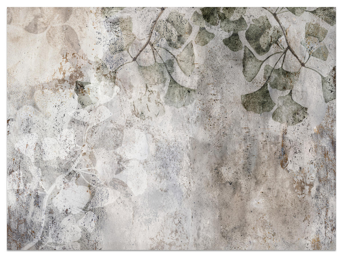 FOTOTAPETE für Büro Vintage Blätter Beton Abstrakt Grau Retro 500x350 - Beige/Grau, Papier (500/350cm) - Muralo
