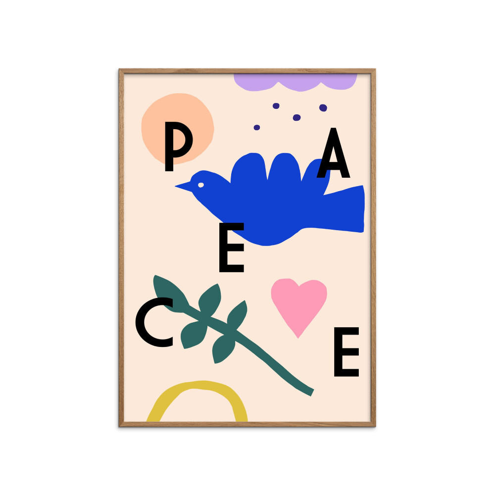 POSTER mit Rahmen Maren Gross - Peace - Eichefarben/Multicolor, Holz/Papier (70/100cm) - Poster&Frame