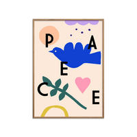 POSTER mit Rahmen Maren Gross - Peace - Eichefarben/Multicolor, Holz/Papier (50/70cm) - Poster&Frame
