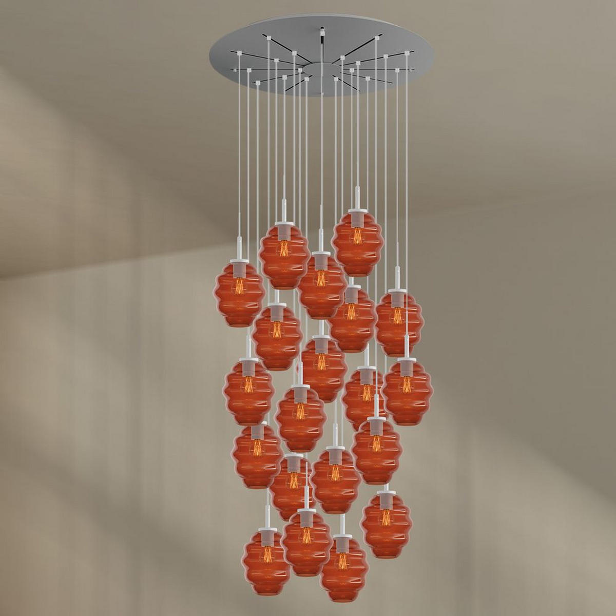 GALERIELEUCHTE Echos 20-flammig Rauch Ø 18cm - Anthrazit/Weiß, Glas (18/18/20cm) - s.luce