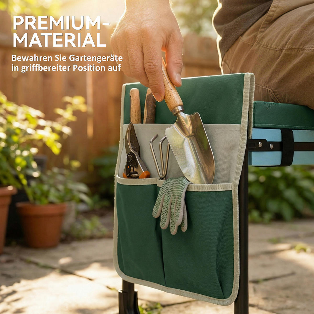 KNIEBANK Stahl EVA Grün - Grün, Metall (29/50/60.5cm) - Outsunny