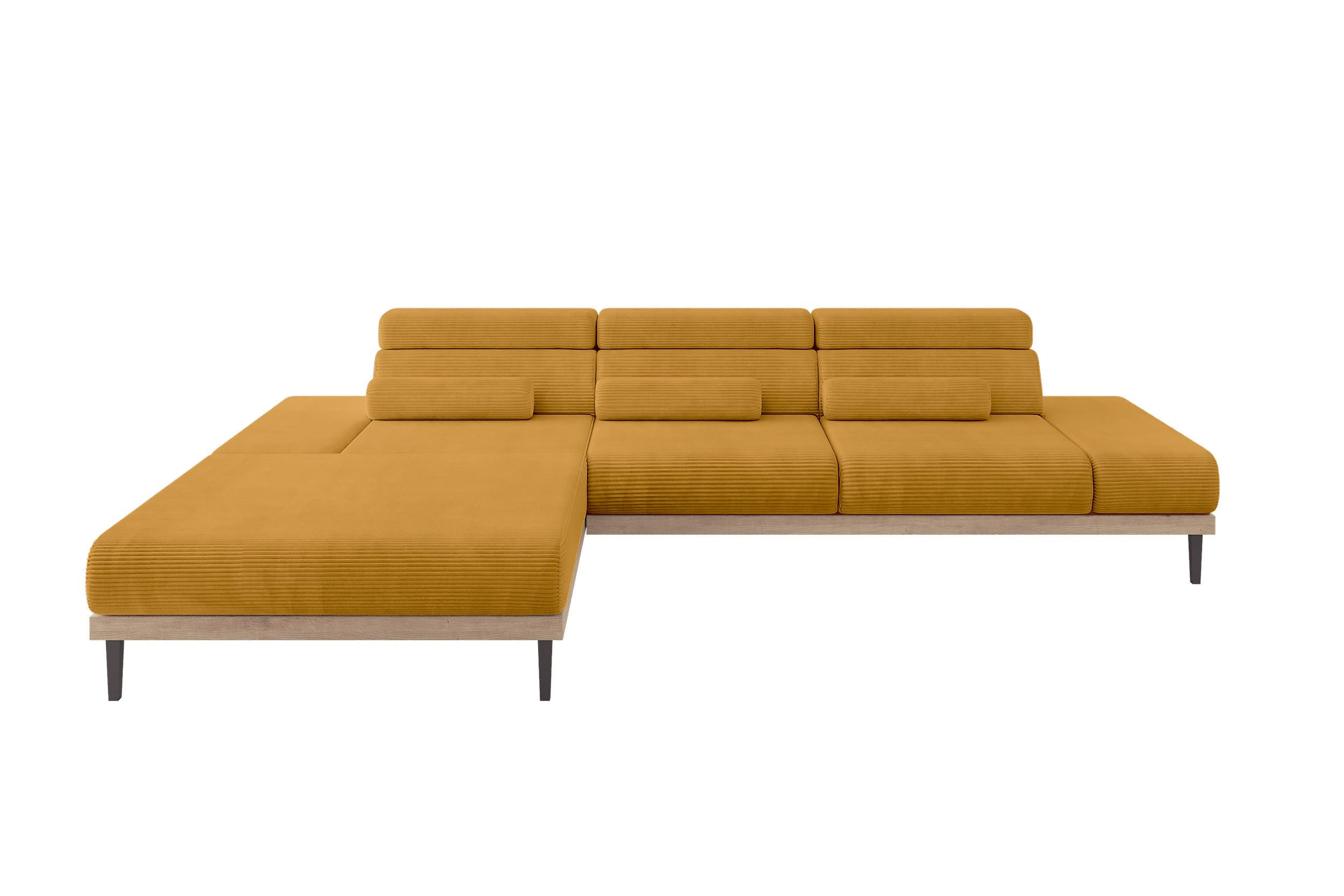 ALTDECOR ELEKTRICKÁ rohová pohovka MONA, levá, 316x205x85 cm, hořčicově žlutá, manšestr