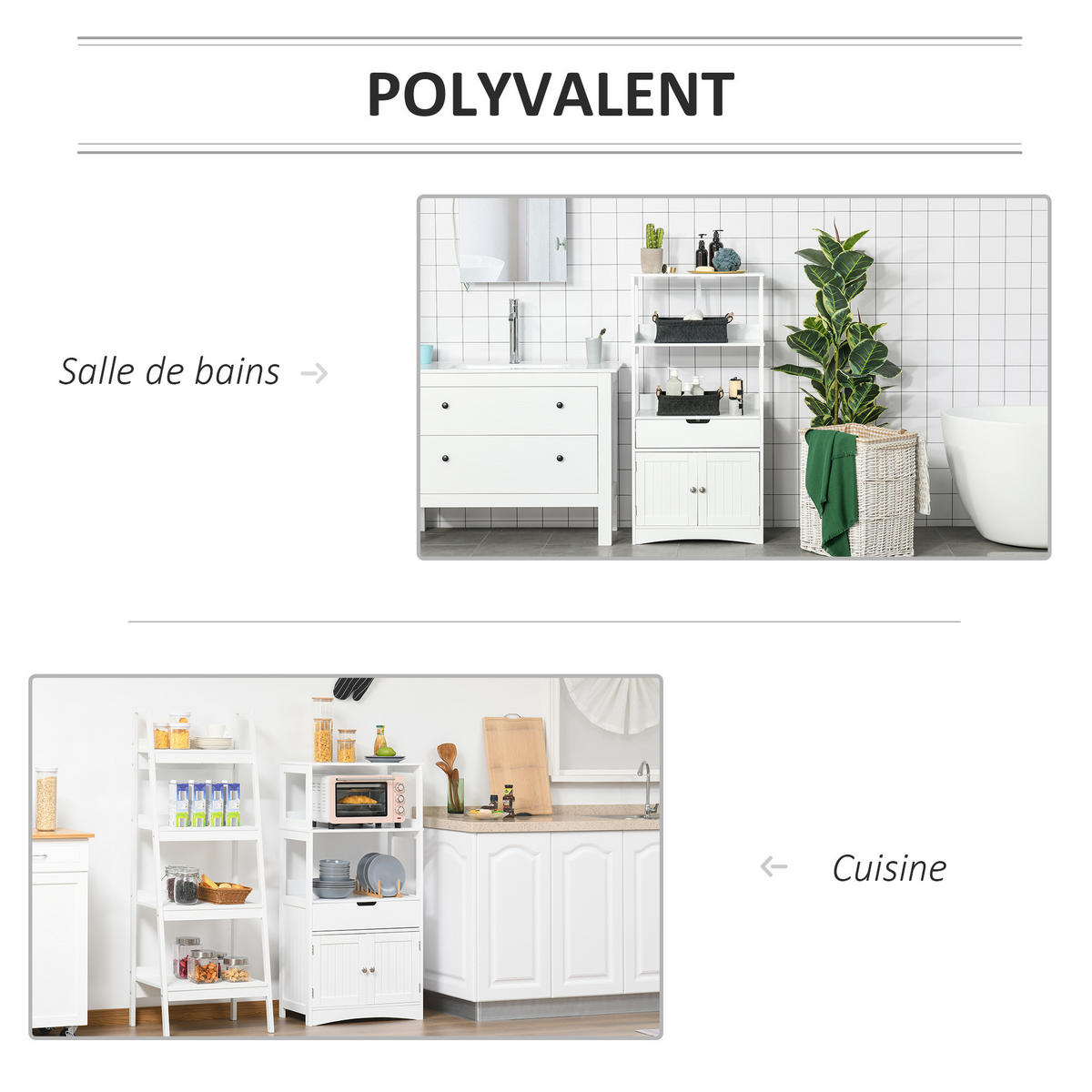 BADEZIMMERSCHRANK DE-17297 2 Türen, Schublade, 3 Regalböden Weiß - Weiß, Holzwerkstoff (33/122.5/60cm) - ComfortXL