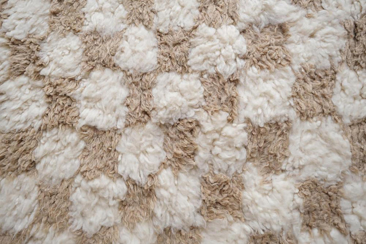 BERBERTEPPICH aus Marokko aus Wolle kariert 200x 300 cm - Beige, Naturmaterialien (200/300cm) - AFK Living