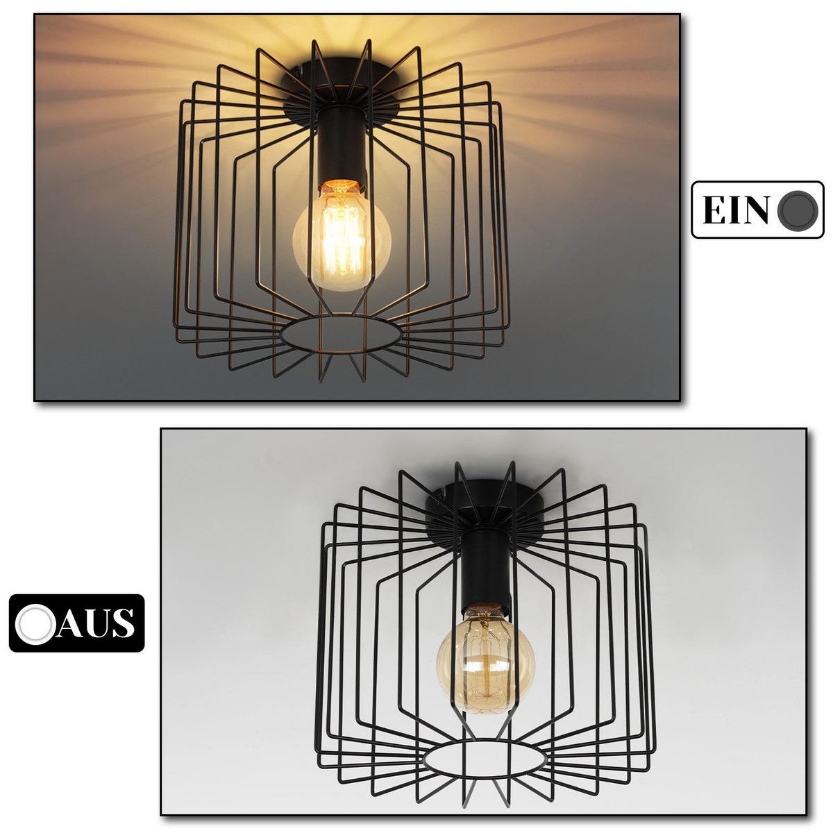 DECKENLEUCHTE Marez 27/27/22.5 cm - Schwarz, Metall (27/27/22.5cm) - Nettlife