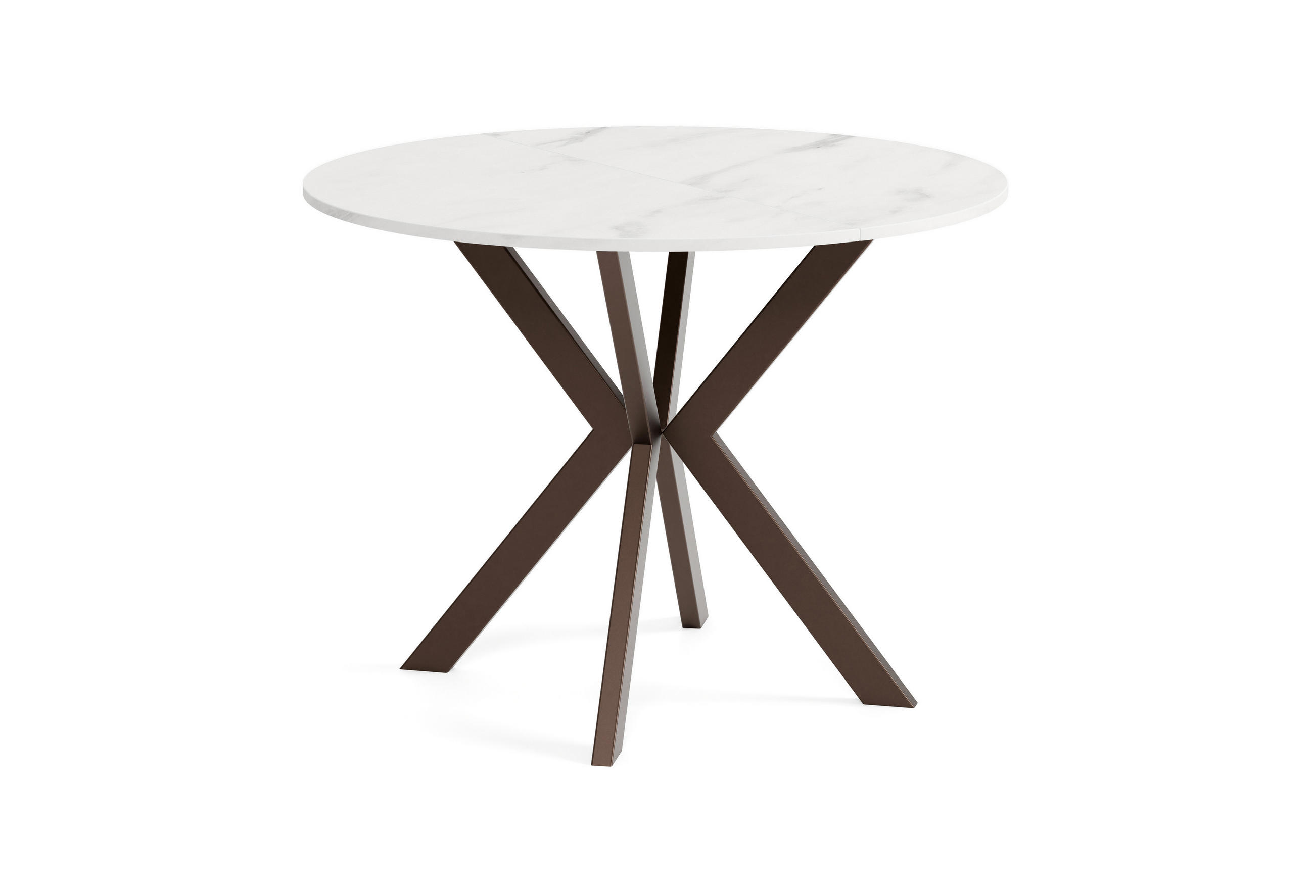 Meblini Esstisch Weiß, Mehrfarbig, Braun 90x76x90 cm