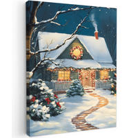 LEINWANDBILD Weihnachten - Weihnachtsbaum - Winter - Zuhause - Schnee 30x40 cm - Smaragdgrün, Textil (30/40cm) - MuchoWow