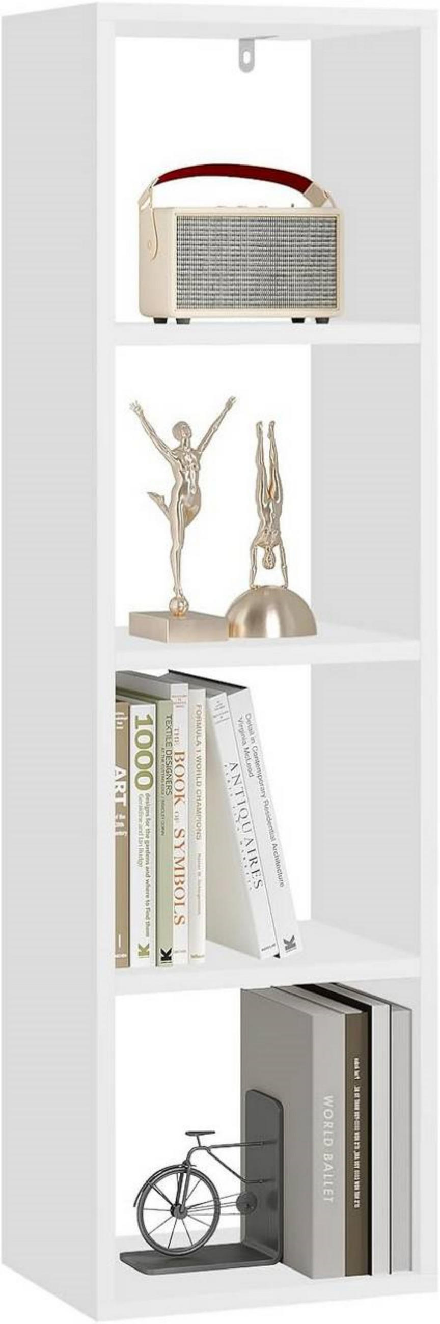 BÜCHERREGAL mit 4 Ebenen, 30x106,5x23,5 cm, Weiß - Weiß, Holzwerkstoff (30/106.5/23.5cm) - Woltu