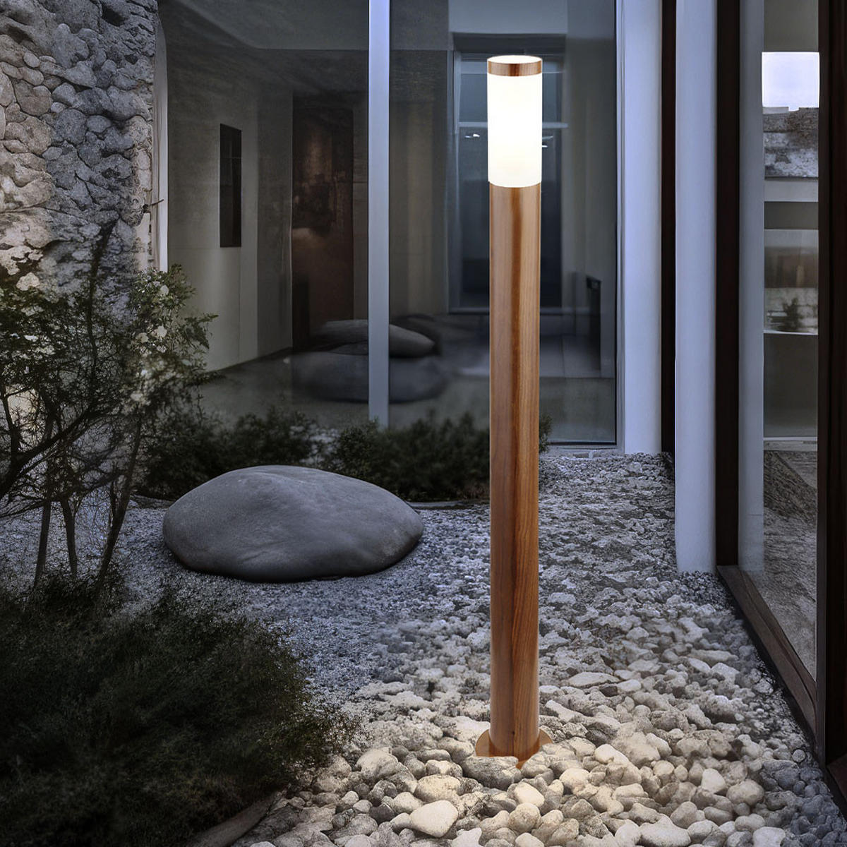 LED STEHLEUCHTE Edelstahl Braun 2er Set - Braun, Metall (12.7/12.7/110cm) - Globo Lighting
