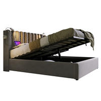 POLSTERBETT 160/200 cm mit USB-Anschluss, Leselicht, Bettkasten, Samt und Matratze, Grau - Grau, Textil (160/160cm) - Redom
