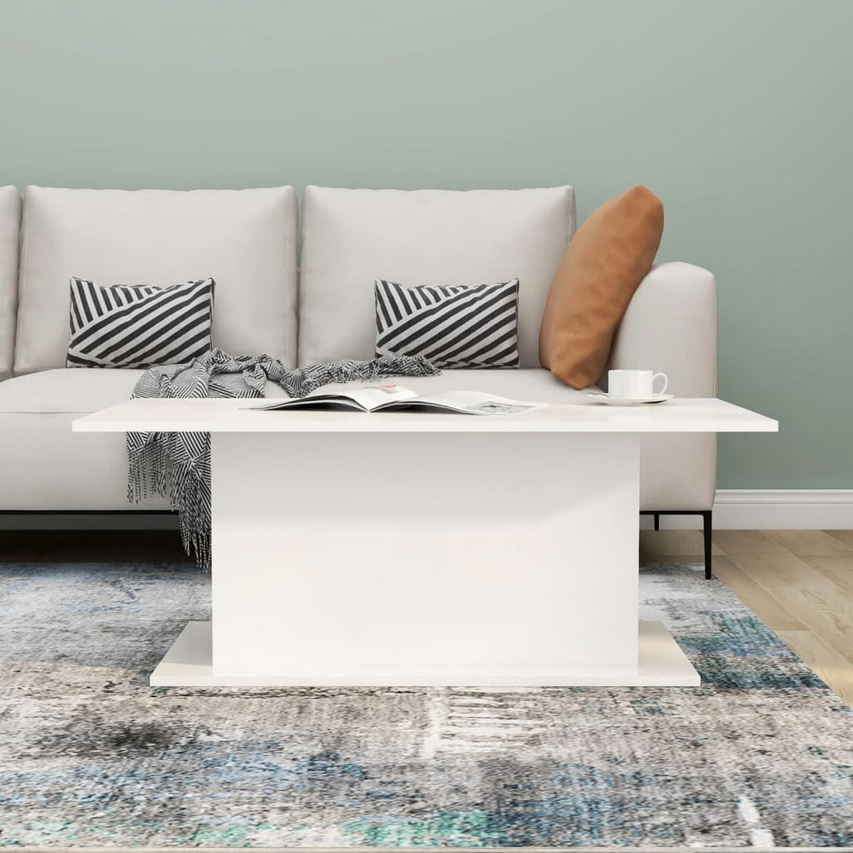 COUCHTISCH Hochglanz-Weiß 102x55,5x40 cm Holzwerkstoff - Weiß, Holzwerkstoff (102/55.5/40cm) - furnicato