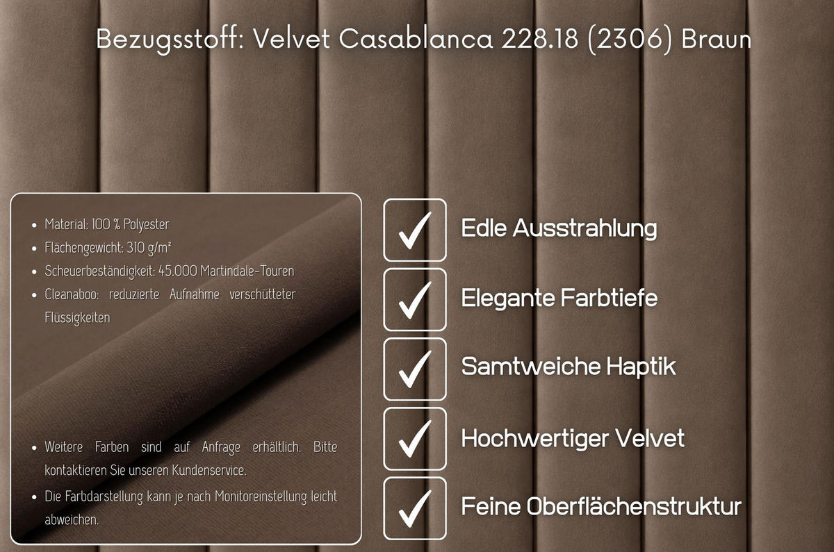 MASSIVHOLZBETT Eyko MAUI, 200/200, Wildeiche - lackiert, Samt-Kopfteil Braun - Eichefarben/Braun, Holz/Textil (200/200cm) - TWILUX