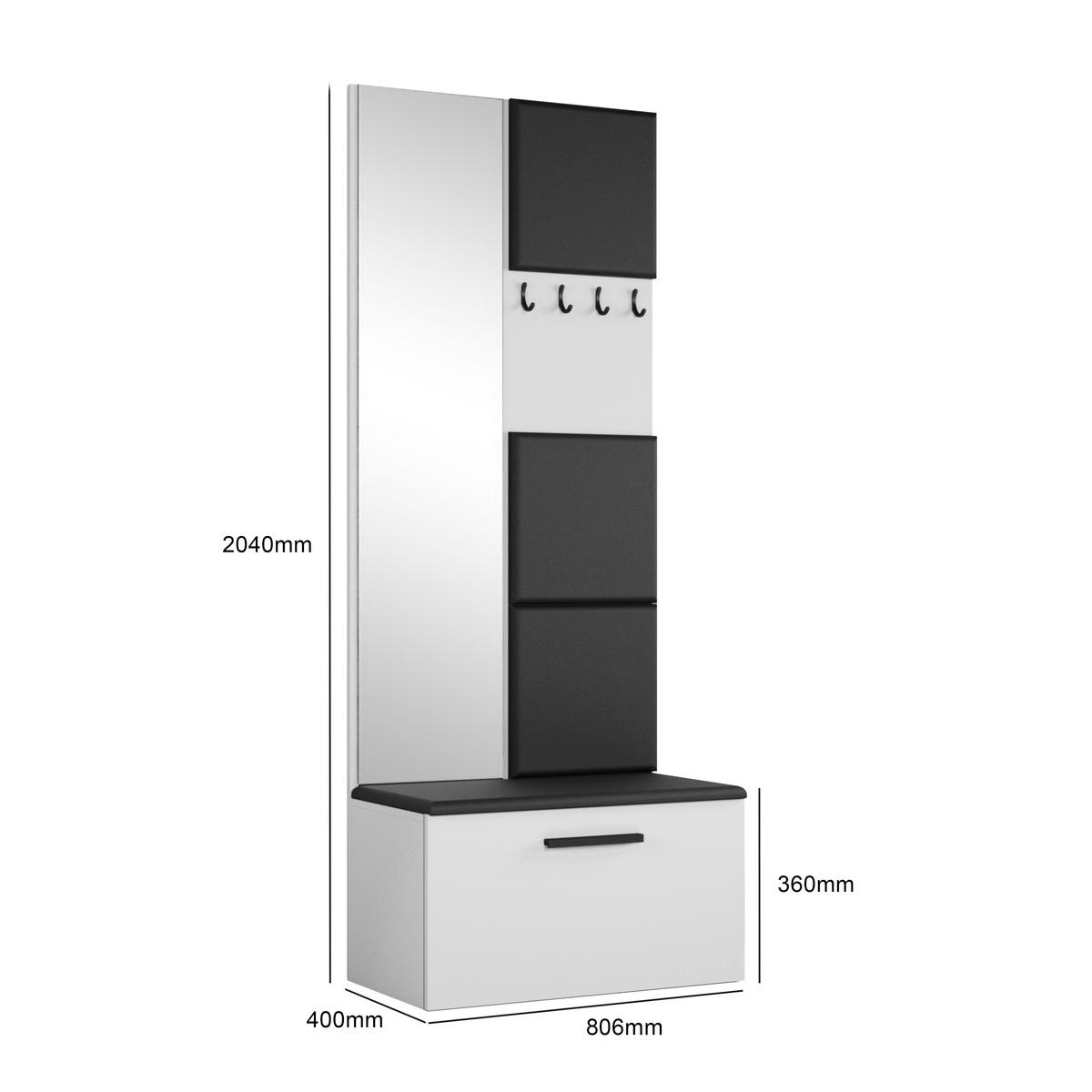 GARDEROBENSCHRANK Rosanno III Weiß 80,6/204/40 cm – Modern, mit Spiegel und Kleiderhaken - Weiß, Holzwerkstoff/Kunststoff (80.6/204.1/40cm) - AX Living