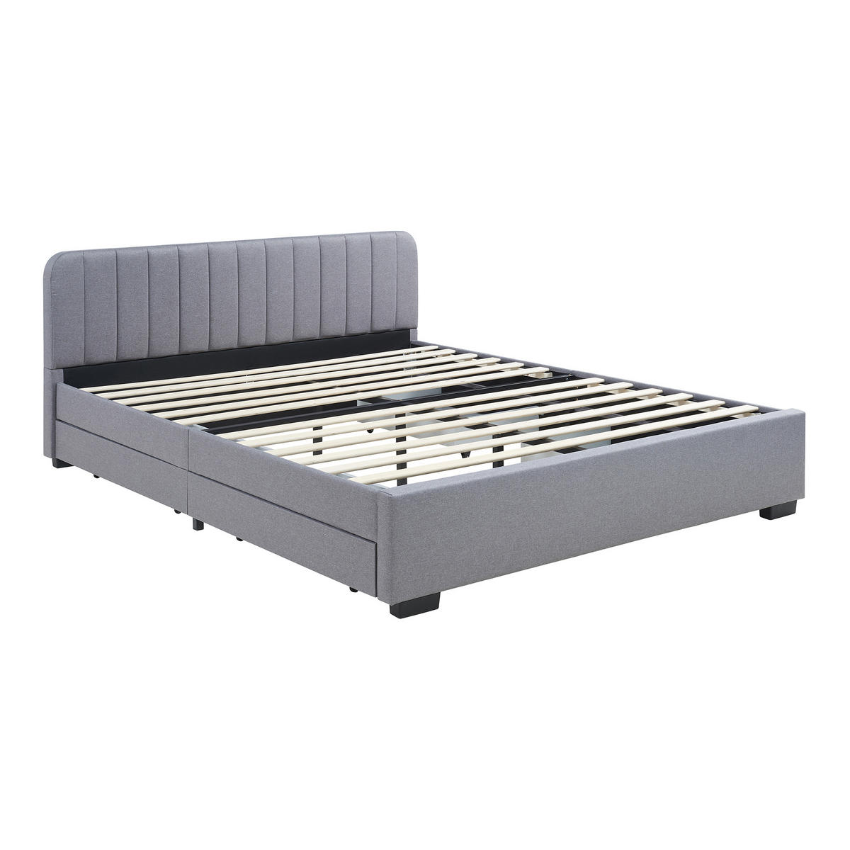 POLSTERBETT Nofrenna - Schwarz/Grau, Holzwerkstoff/Kunststoff (160/200cm) - [en.casa]