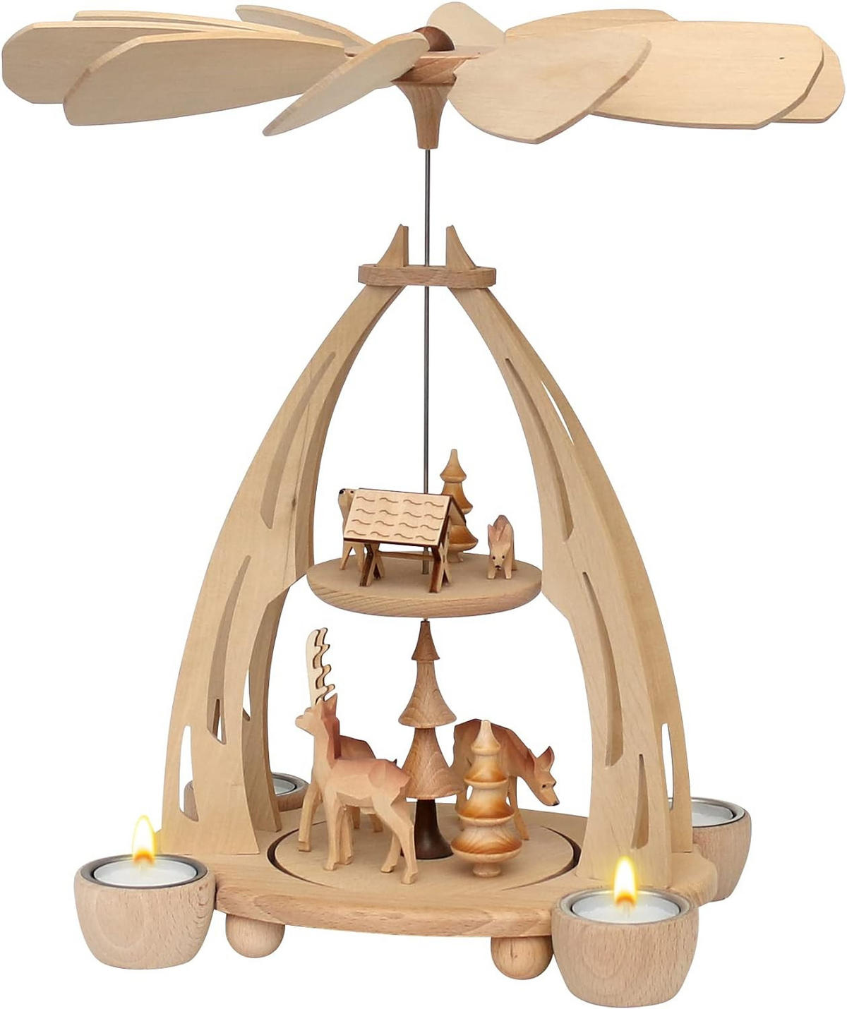 PYRAMIDE Rehe 20/24/35 cm - Multicolor, Holz (0.1/35/0.1cm) - Dekoteam24