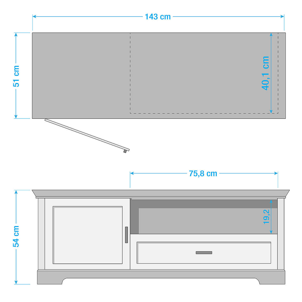 TV-LOWBOARD - Weiß, Holzwerkstoff (143/54/51cm) - home24
