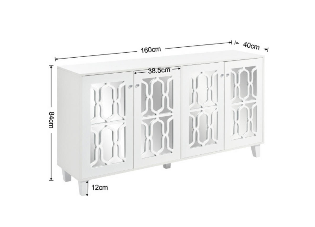 SIDEBOARD White 147.5/40/102 cm - Weiß, Holz (147.5/102/40cm) - Urban Meuble