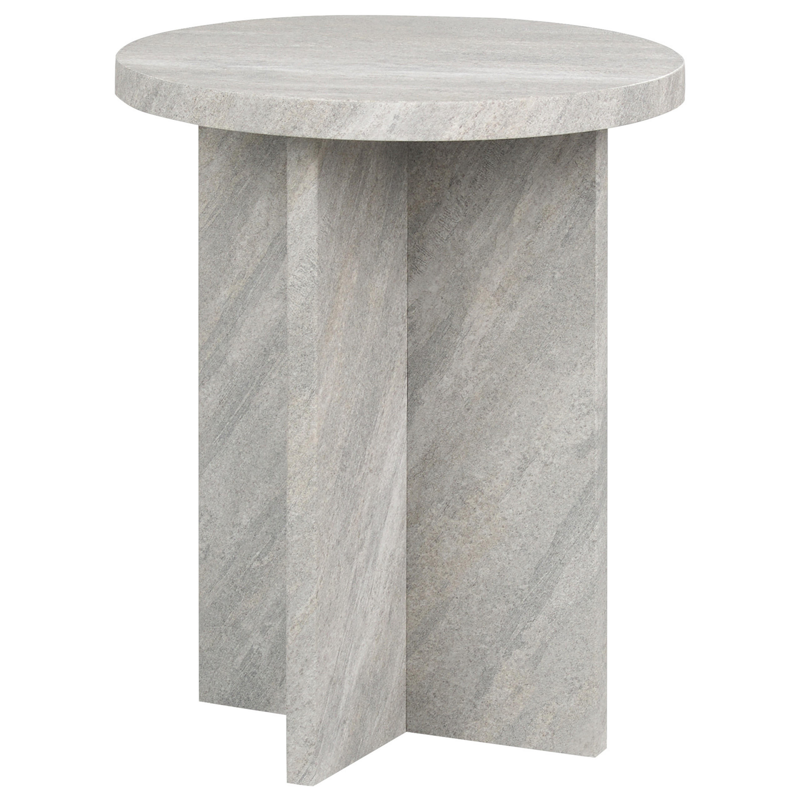 BEISTELLTISCH grau Steinoptik rund 42 cm Stanton - Grau, Holzwerkstoff (42/42/55cm) - Beliani