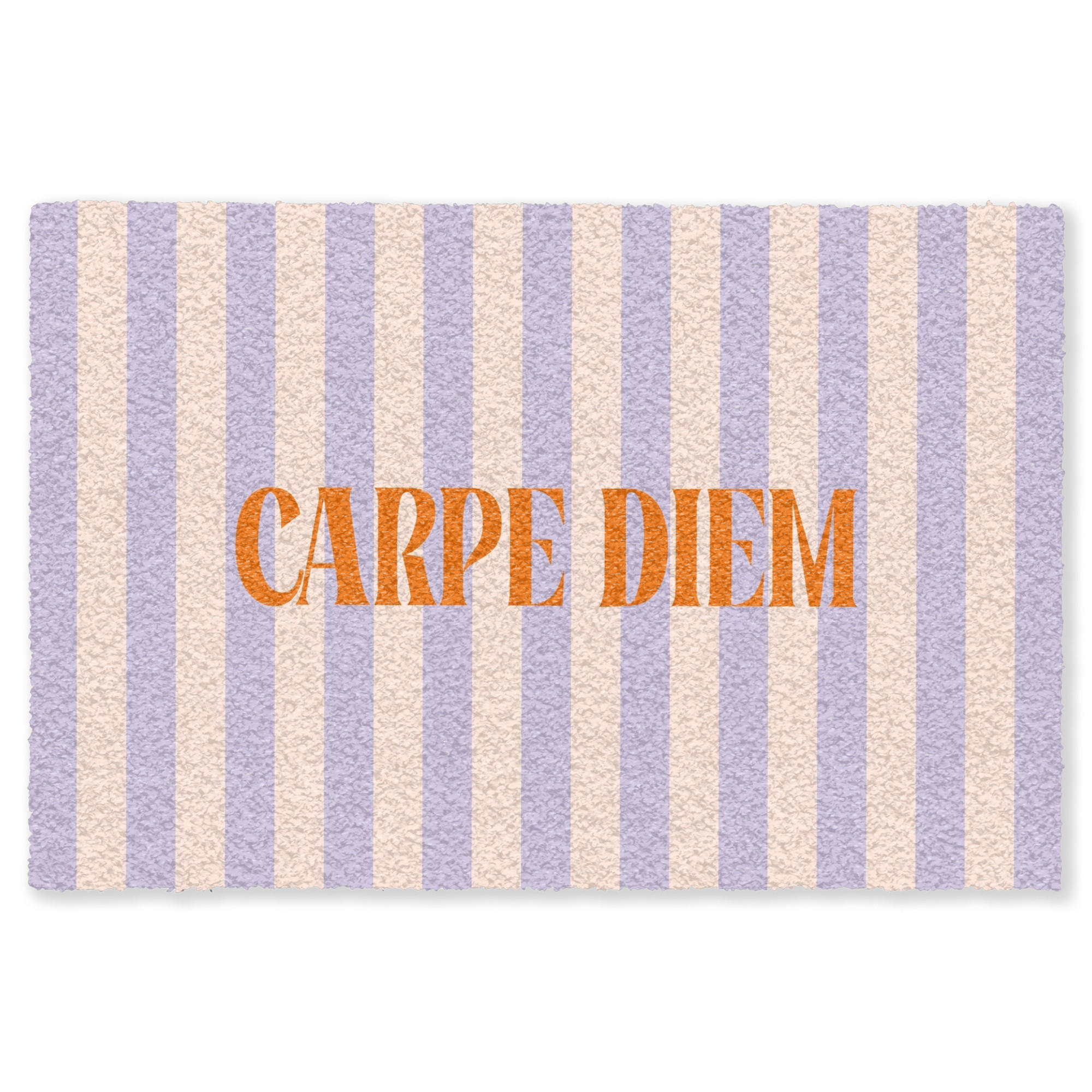 FUSSMATTE Lila – Orange – Streifen – Carpe Diem 90x60 cm - Flieder, Kunststoff (90/0.4cm) - MuchoWow