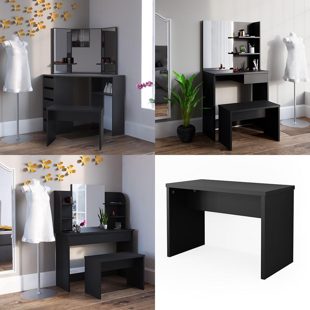SITZBANK Schwarz 70 cm für Schminktisch - Schwarz, Holzwerkstoff (35/70/45.5cm) - Vicco