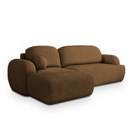 ECKSOFA MODENZA N L-S Braun Boucle-Stoff mit Schlaffunktion - Braun, Holz (266/148cm) - MASSENO