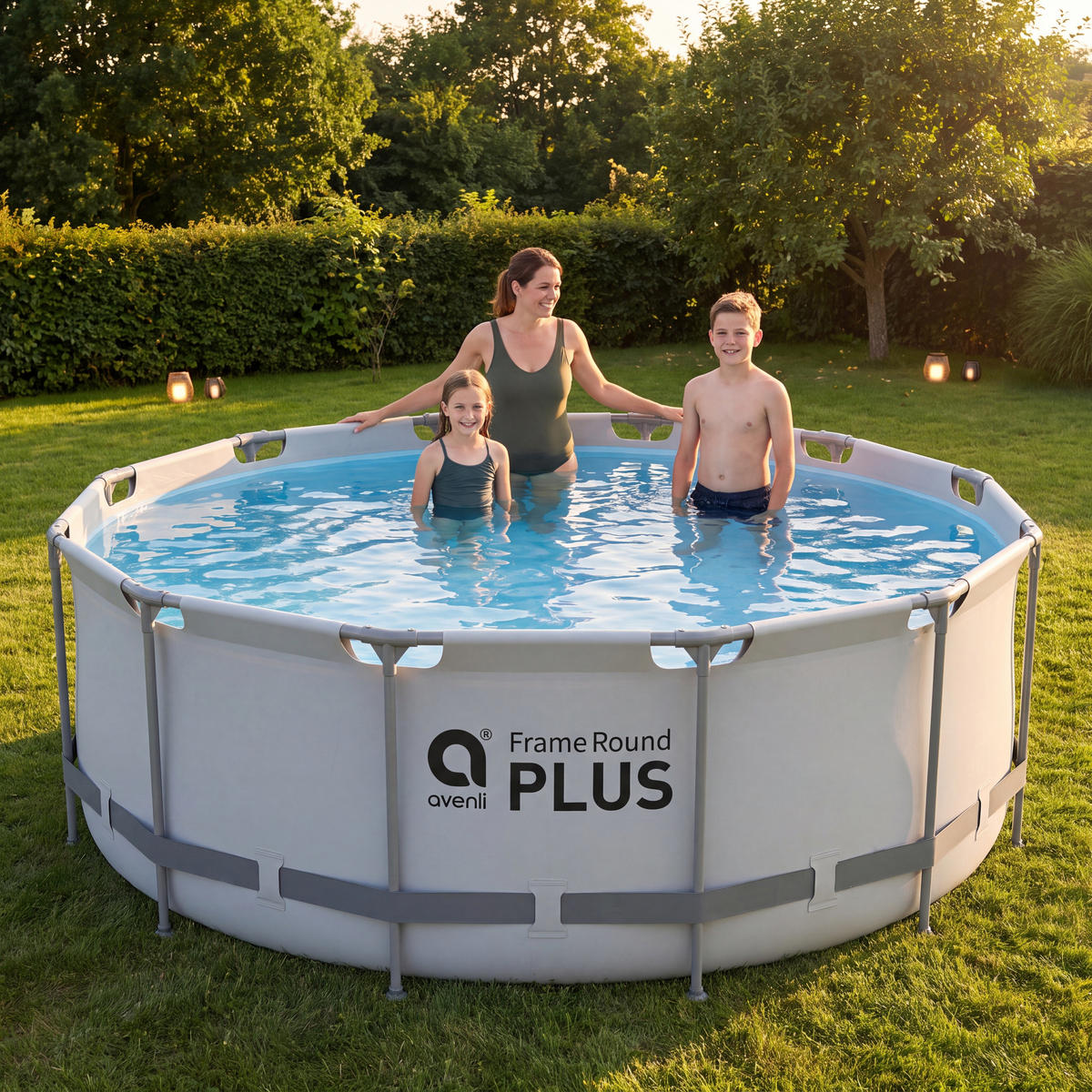 POOL Aufstellpool Framepool rund 366x100cm grau ohne Filterpumpe - Grau, Kunststoff (366/100/366cm) - Avenli