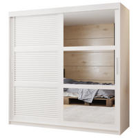 SCHWEBETÜRENSCHRANK 200/180/62 2-türig - Silberfarben/Weiß, Holz/Kunststoff (180/200/62cm) - MÖBEL KRYSPOL