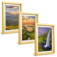 BILDER SET 3er Set - 20x30 cm Goldrahmen - Gebirgsflüsse, Wasserfälle, Natur - Goldfarben, Kunststoff (20/30cm) - TULUP