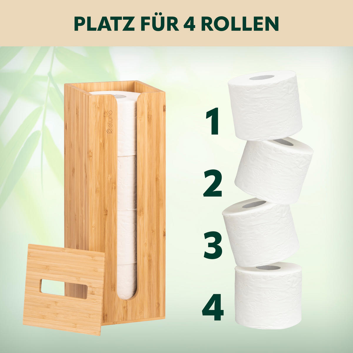 TOILETTENPAPIERHALTER, für 4 Ersatzrollen, Bambus - Braun, Holz (14.5/42/14.5cm) - eluno