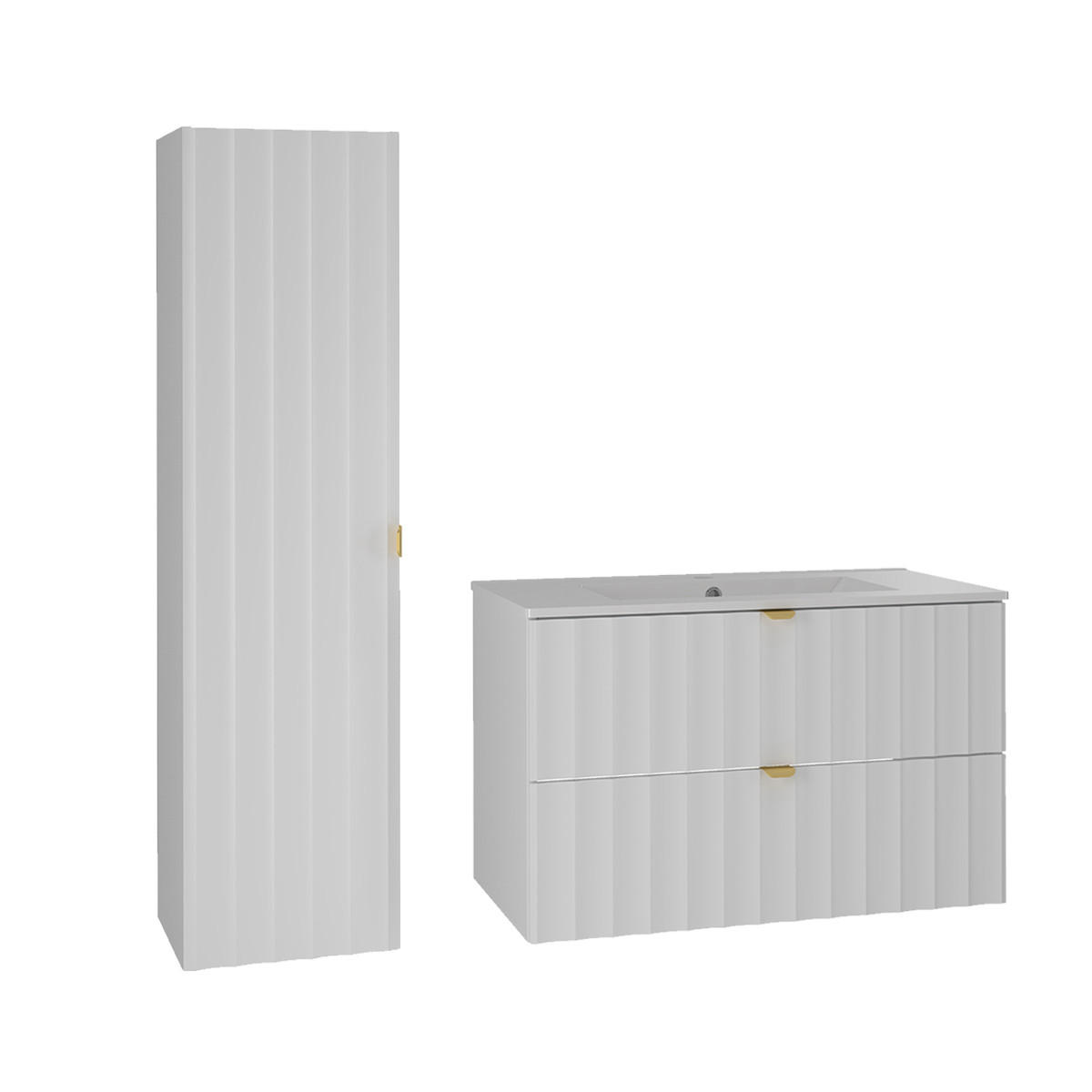 BADMÖBEL Lexa 2er-Set Weiß - Weiß, Holzwerkstoff (80/50/45.8cm) - Petits-meubles