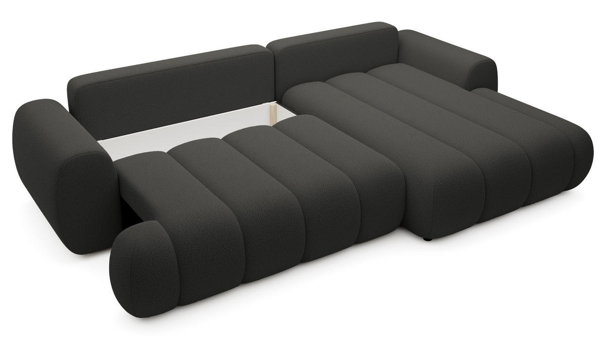 ECKSOFA mit Bettkasten Puro 270 cm, Rechts, Dunkelgrau - Dunkelgrau, Holz (168/272cm) - Emporius
