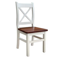 STUHL Kiefer massiv mit Kreuzrücken, weiß und Farbe Calvados - Kirschbaumfarben, Holz (47/97/46cm)