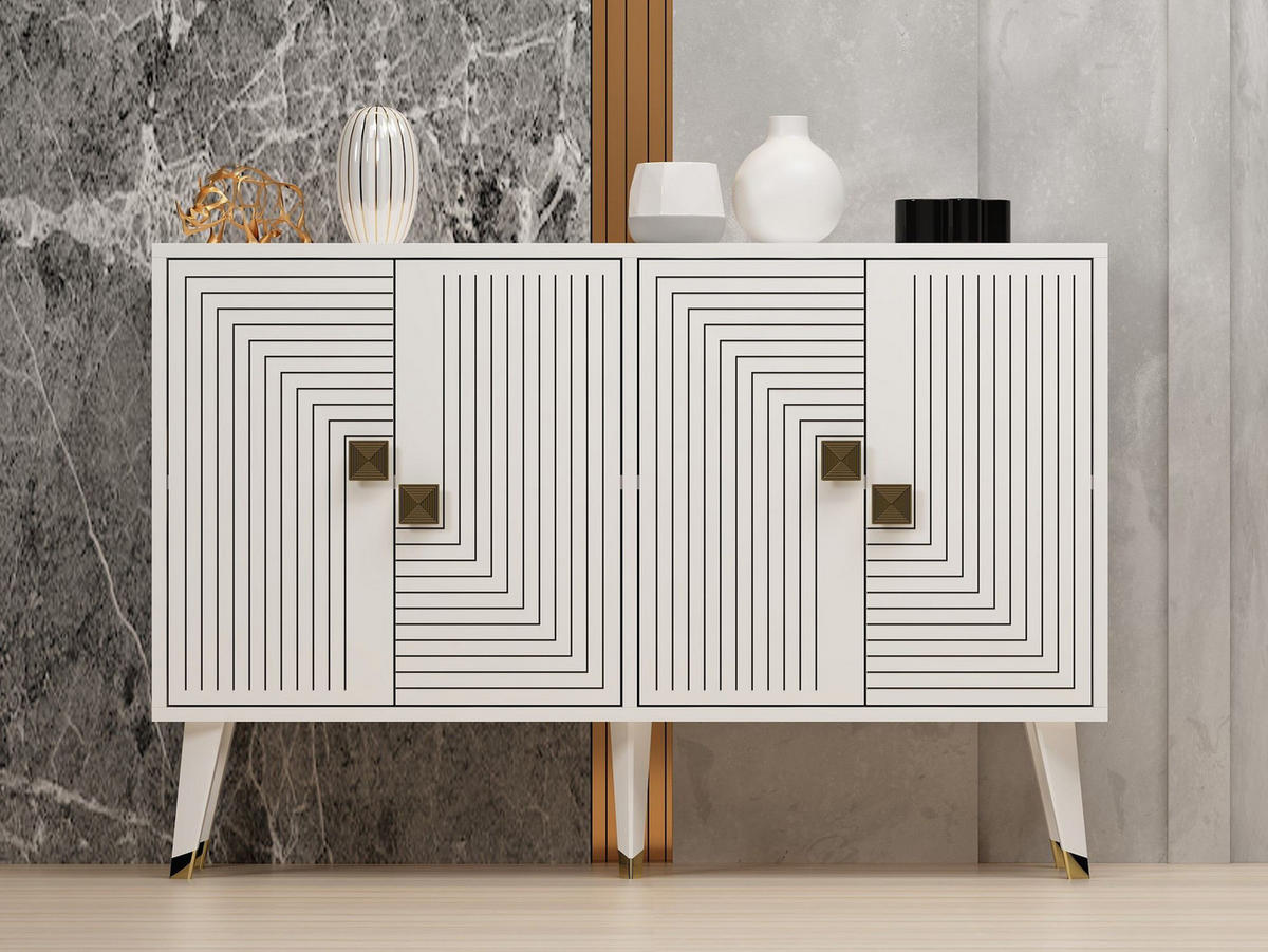 BUFFETSCHRANK ahart weiss - Weiß, Holz (30/80/120cm) - Habitat Garten