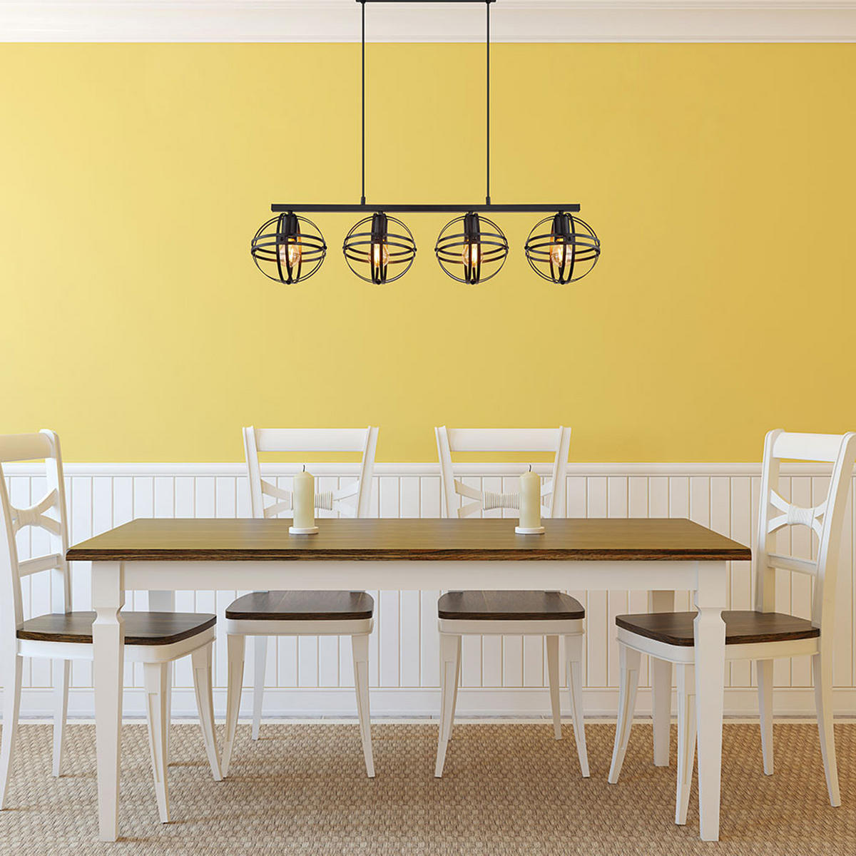 LED HÄNGELEUCHTE Metall Schwarz 4 Flammig - Schwarz, Metall (95/20/120cm) - Globo Lighting