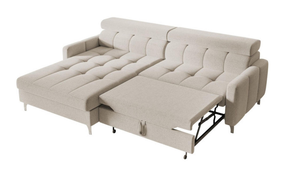 ECKSOFA Hellgrau BAMBINO Mit Verstellbaren Kopfstützen Links - Hellgrau/Grau, Textil (223/174cm) - Sepro Meble