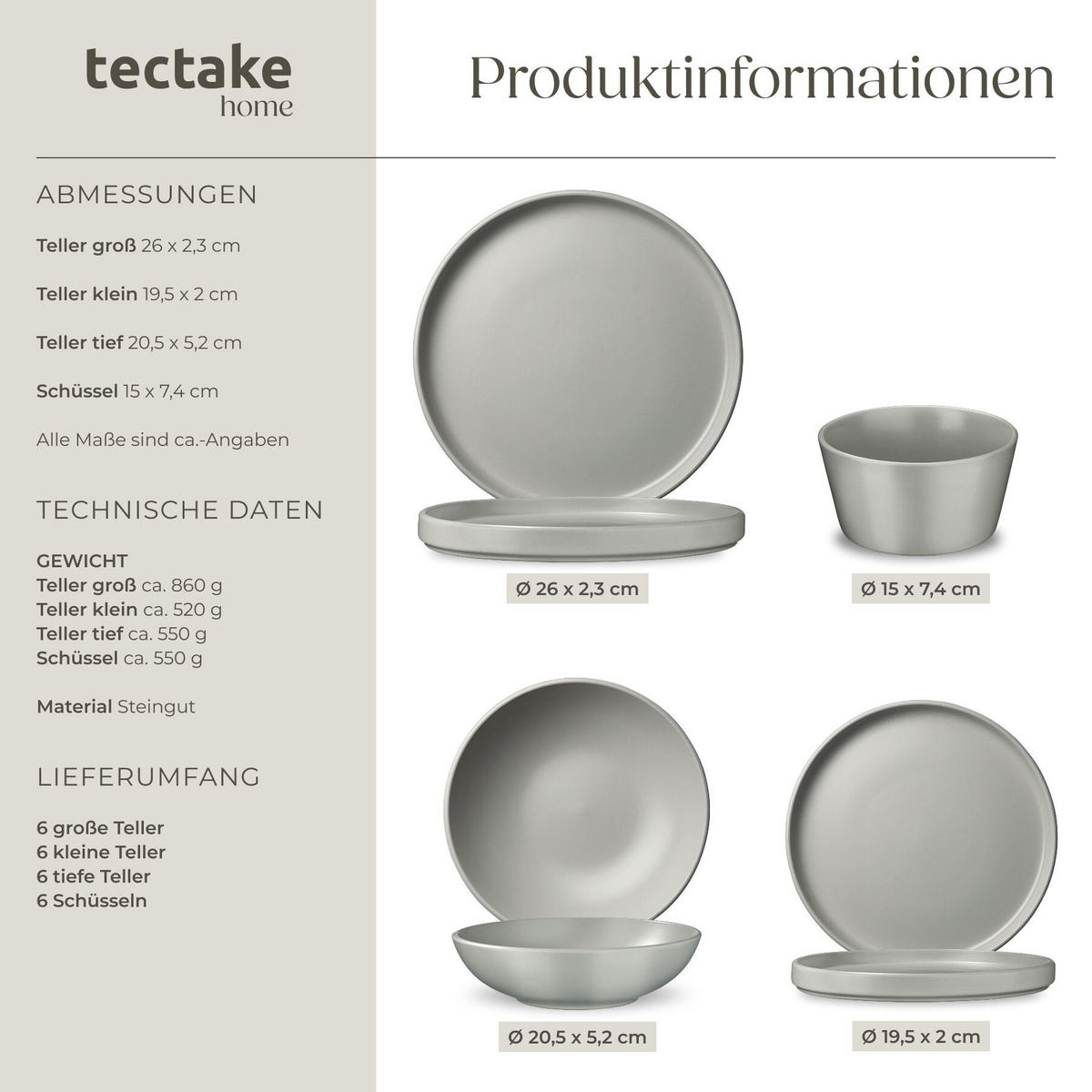 KÜCHENSTARTERSET 41er Set Una/Parma,inklusive Topfschonern und anklemmbaren Griffen,grau/schwarz - Schwarz/Grau, Keramik (30/8.5/46.5cm) - tectake