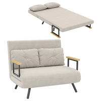 SCHLAFSOFA 2er-Sitz DE-14558 5-fach verstellbar mit Veloursbezug Beige - Beige, Metall (102/81/73cm) - ComfortXL