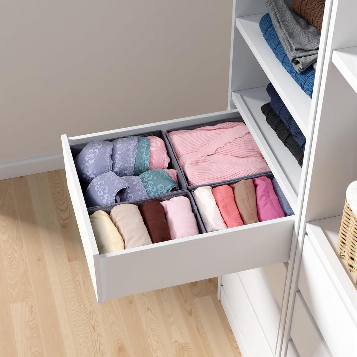 SCHUBLADEN Organizer 8er Set Grau für PAX Kleiderschrank 50x58 cm - Grau, Textil (24/11/26cm)