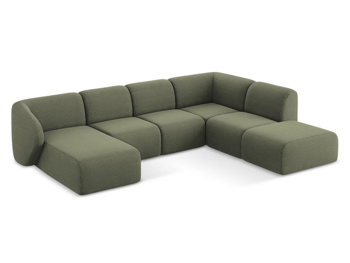 WOHNLANDSCHAFT Samt Stoff Grau - Silberfarben/Schwarz, Holzwerkstoff/Kunststoff (325/75/236cm) - Makamii