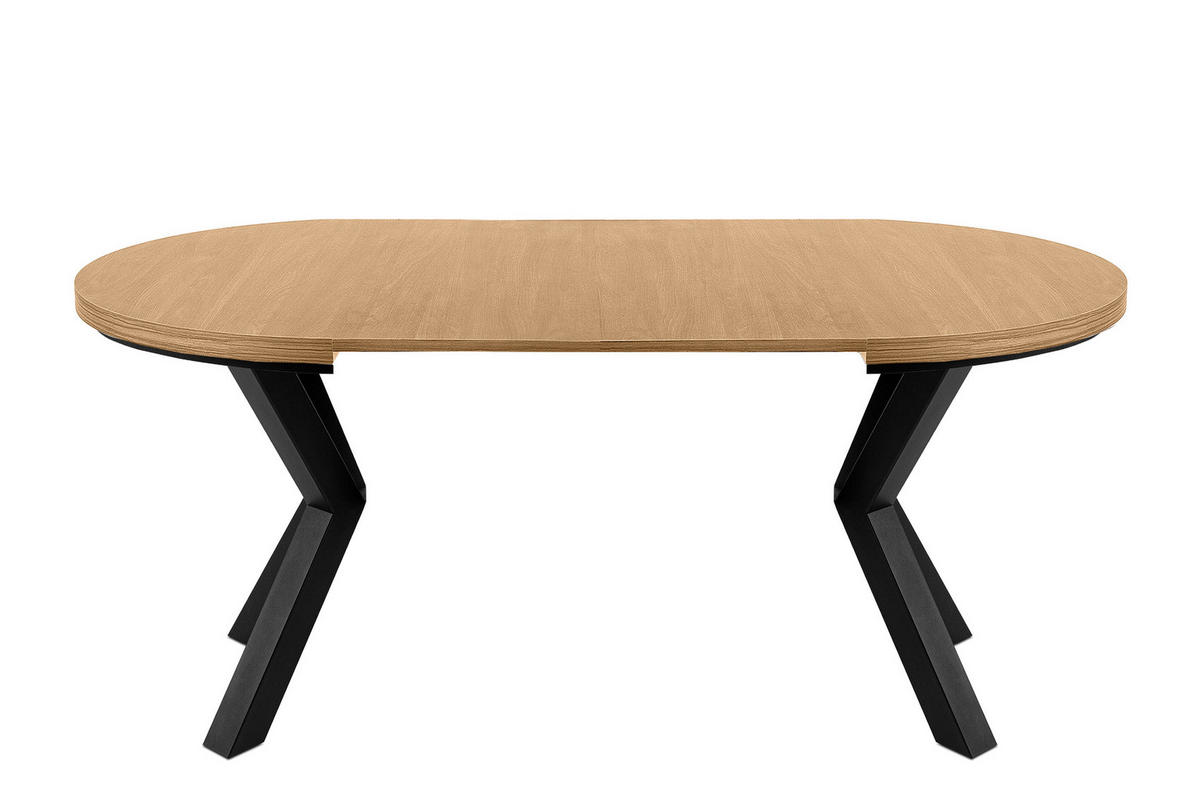 ESSTISCH ROSTEL Ausziehbar 100-220cm Rund, goldene eiche/schwarz - Eichefarben/Schwarz, Holz (100/220/75cm) - KONSIMO®
