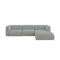 ECKSOFA Ottomane Rechts MIRA-L2 318x179x89 Grün Velours - Schwarz/Hellgrün, Holzwerkstoff/Kunststoff (318/179cm) - ALTDECOR