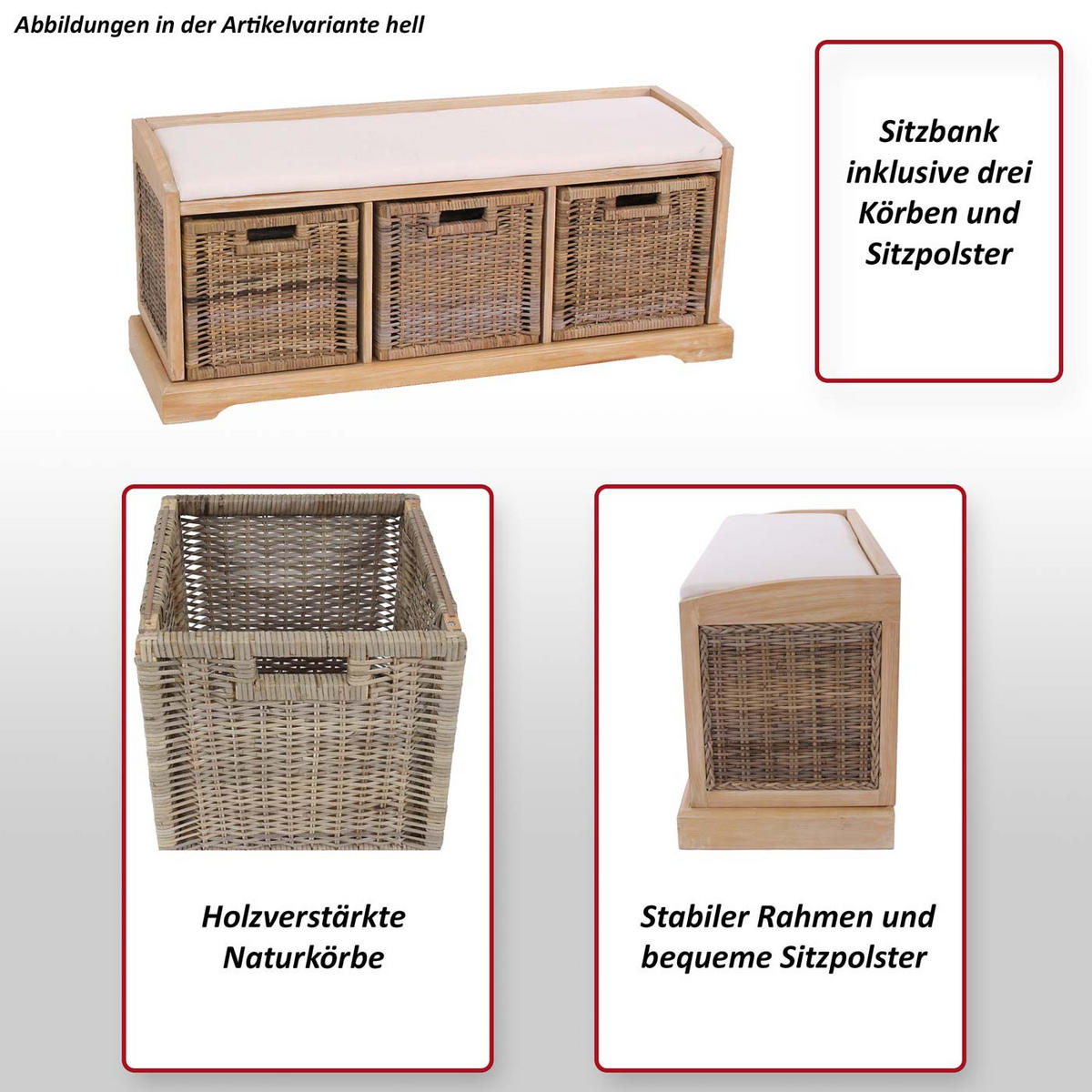 SITZBANK Weiß - Weiß, Holz (112/46/37cm) - MCW