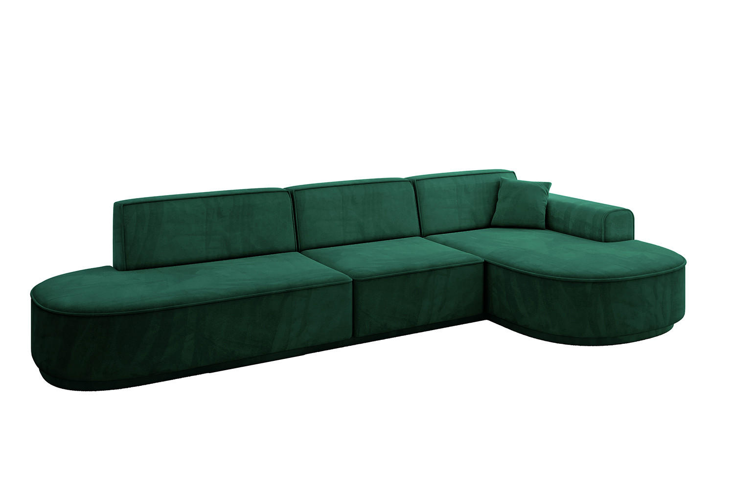 ECKSOFA Ottomane Rechts MARI-L2-v3 - 328x171x83 cm Grün Velours - Schwarz/Grün, Holzwerkstoff/Kunststoff (171/328cm) - ALTDECOR