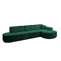 ECKSOFA Ottomane Rechts MARI-L2-v3 - 328x171x83 cm Grün Velours - Schwarz/Grün, Holzwerkstoff/Kunststoff (171/328cm) - ALTDECOR
